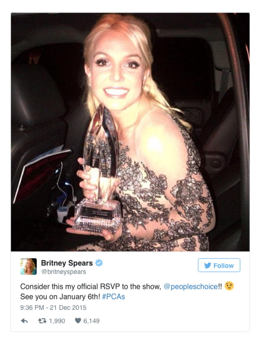 Ufficiale: Britney ai PCA’s 2016!